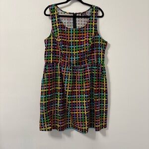 Retro Licious Multicolor Ruler 100% Cotton Dress Plus Size 2X